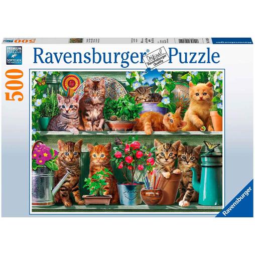 Puzzle Ravensburger Gatos en el Estante de 500 Piezas