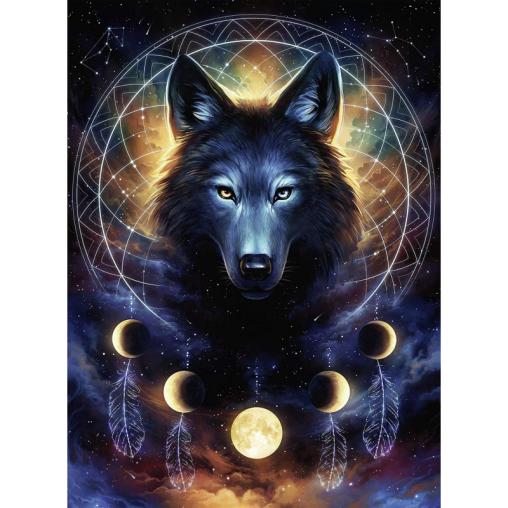 Puzzle Ravensburger Lobo Negro Fosforescente de 500 Piezas