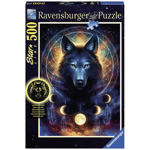 Puzzle Ravensburger Lobo Negro Fosforescente de 500 Piezas