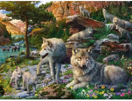 Puzzle Ravensburger Lobos en Primavera de 1500 Piezas