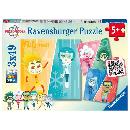 Puzzle Ravensburger Meteo Héroes de 3x49 Piezas