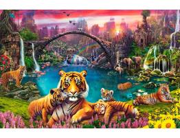 Puzzle Ravensburger Tigres en Laguna Paradisíaca de 3000 Piezas