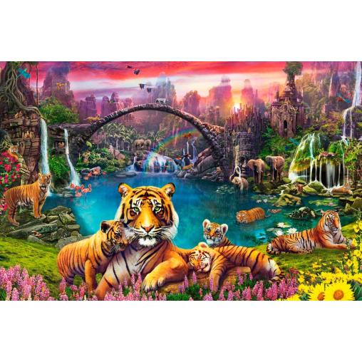 Puzzle Ravensburger Tigres en Laguna Paradisíaca de 3000 Piezas