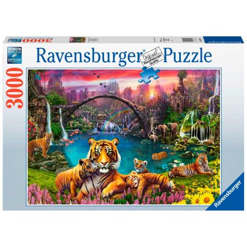 Puzzle Ravensburger Tigres en Laguna Paradisíaca de 3000 Piezas