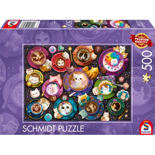 Puzzle Schmidt Café Arte con Gatitos de 500 Piezas