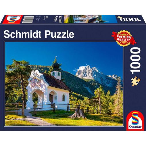 Puzzle Schmidt Capilla en Bavaria, Los Alpes  de 1000 Piezas