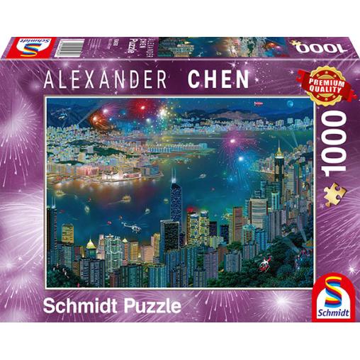 Puzzle Schmidt  Fuegos Artificiales Sobre Hong Kong de 1000 Pie