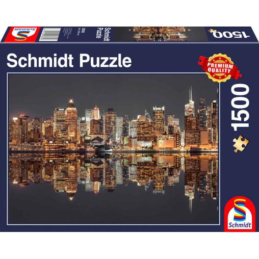 Puzzle Schmidt Horizonte de Nueva York Nocturno de 1500 Pzs