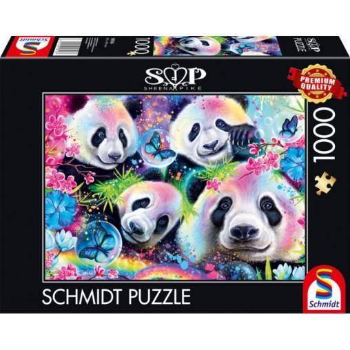 Puzzle Schmidt Pandas Arcoiris Neón de 1000 Piezas