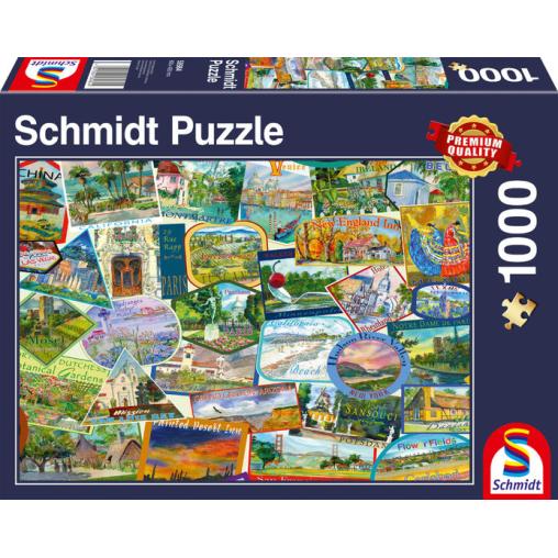 Puzzle Schmidt Pegatinas de Viajes de 1000 Piezas