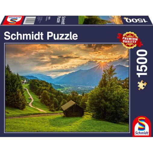 Puzzle Schmidt Puesta de Sol sobre Wamberg de 1500 Piezas