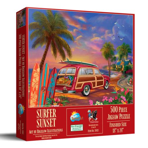 Puzzle SunsOut Atardecer Surfista XXL de 500 Piezas