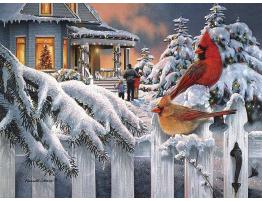 Puzzle SunsOut Cardenales en Casa por Navidad de 1000 Piezas