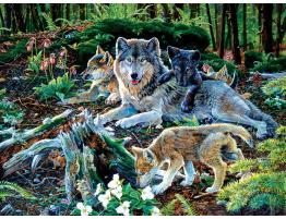 Puzzle SunsOut Familia de Lobos del Bosque de 500 Piezas