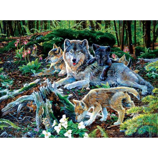 Puzzle SunsOut Familia de Lobos del Bosque de 500 Piezas