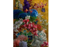 Puzzle SunsOut Gatos Dorados y Flores de 1000 Pzs