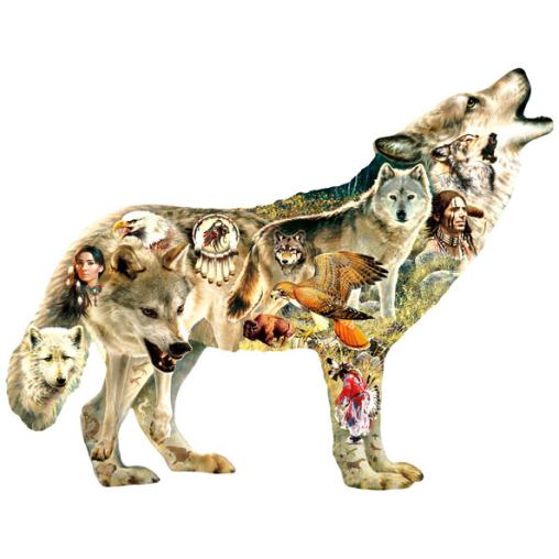 Puzzle SunsOut Lobo Nativo Americano XXL de 750 Piezas