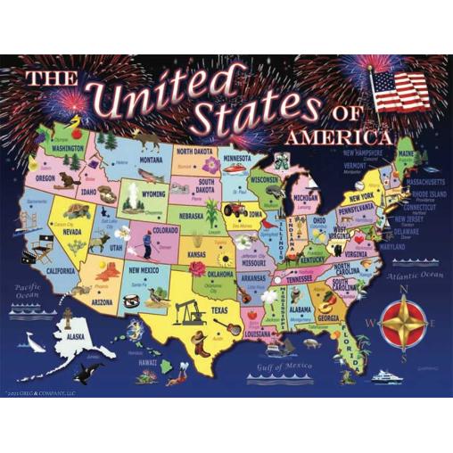 Puzzle SunsOut Mapa de Estados Unidos de 1000 Piezas