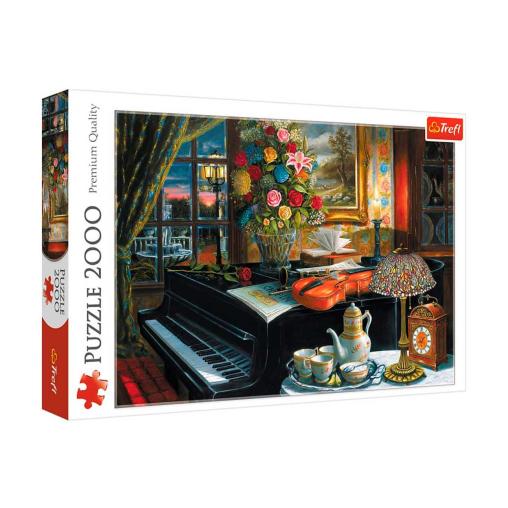 Puzzle Trefl Bodegón con Piano Violín y Flores de 2000 Piezas