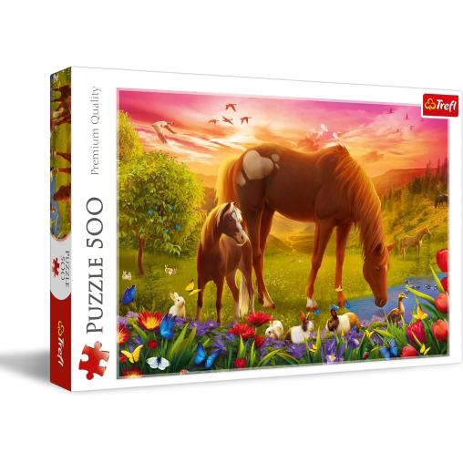 Puzzle Trefl Caballos en el Prado de 500 Piezas