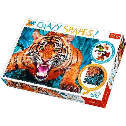 Puzzle Trefl Crazy Shapes Frente a un Tigre de 600 Pzs