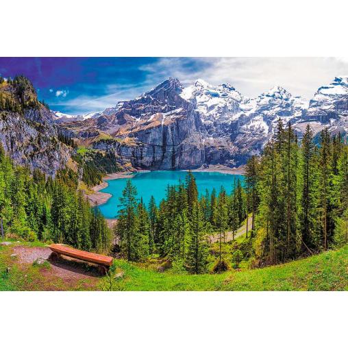 Puzzle Trefl Lago Oeschinen, Alpes Suizos de 1500 Piezas