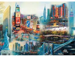 Puzzle Trefl Madera Collage de Nueva York de 1000 Piezas