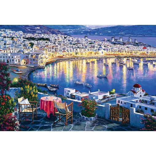 Puzzle Trefl Mikonos al Atardecer, Grecia de 1500 Piezas