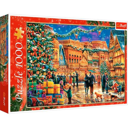 Puzzle Trefl Plaza del Pueblo en Navidad de 1000 Piezas